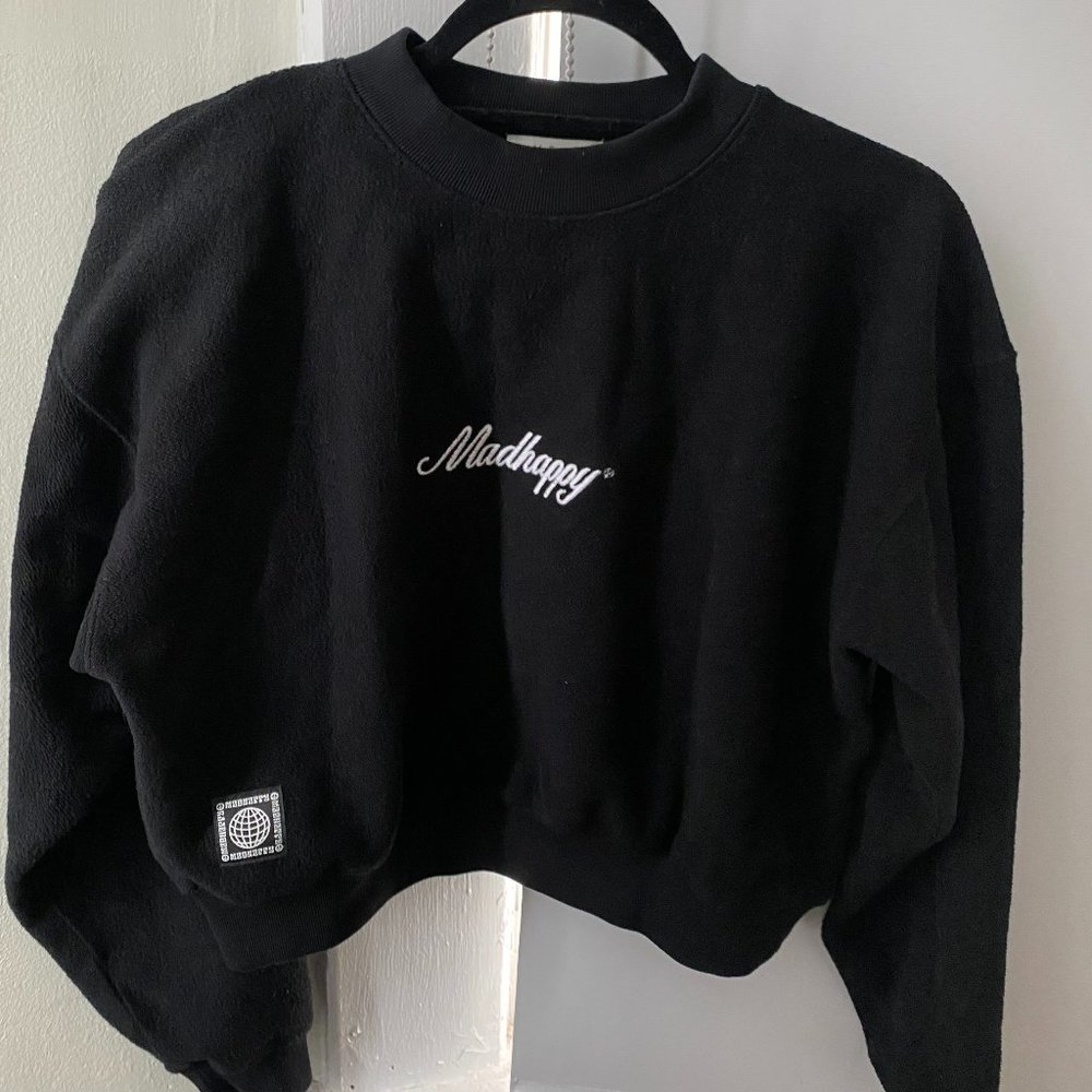 MADHAPPY Signature Crop Crewneck black